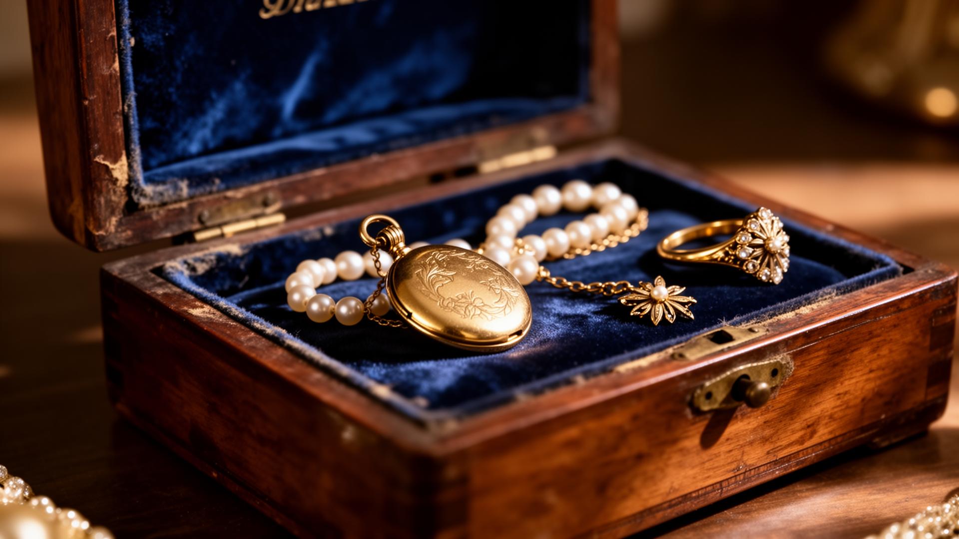 Geërfde sieraden in warm licht